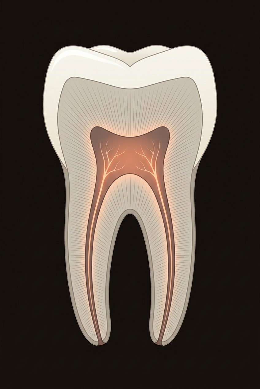 A labeled cross-section of a molar